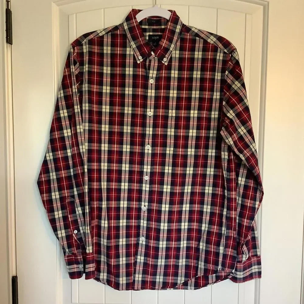 J.Crew Slim‎ Fit Plaid Shirt - Red & Navy
